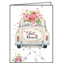 Картичка мини 6х8см Just Married ретро кола